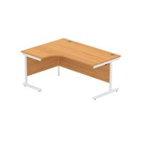 Office Left Hand Corner Desk with Steel Single Upright Cantilever Frame  1600X1200 Norwegian Beech/White