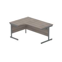 Office Left Hand Corner Desk with Steel Single Upright Cantilever Frame  1600X1200 Alaskan Grey Oak/Graphite