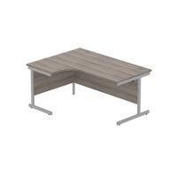 Office Left Hand Corner Desk with Steel Single Upright Cantilever Frame (FSC) 1600X1200 Alaskan Grey Oak/Silver