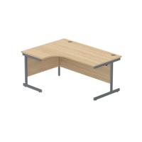 Office Left Hand Corner Desk with Steel Single Upright Cantilever Frame  1600X1200 Canadian Oak/Graphite