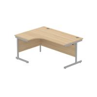 Office Left Hand Corner Desk with Steel Single Upright Cantilever Frame (FSC) 1600X1200 Canadian Oak/Silver