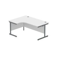 Office Left Hand Corner Desk with Steel Single Upright Cantilever Frame  1600X1200 Arctic White/Graphite