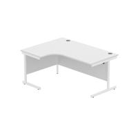 Office Left Hand Corner Desk with Steel Single Upright Cantilever Frame (FSC) 1600X1200 Arctic White/White