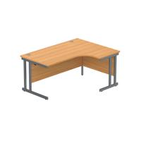 Office Right Hand Corner Desk with Steel Double Upright Cantilever Frame  1600X1200 Norwegian Beech/Graphite