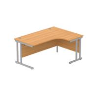 Office Right Hand Corner Desk with Steel Double Upright Cantilever Frame  1600X1200 Norwegian Beech/Silver