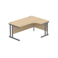 Office Right Hand Corner Desk with Steel Double Upright Cantilever Frame (FSC) 1600X1200 Canadian Oak/Graphite