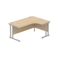 Office Right Hand Corner Desk with Steel Double Upright Cantilever Frame (FSC) 1600X1200 Canadian Oak/Silver