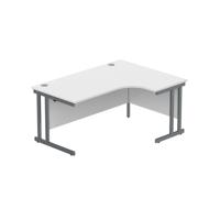 Office Right Hand Corner Desk with Steel Double Upright Cantilever Frame (FSC) 1600X1200 Arctic White/Graphite