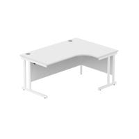 Office Right Hand Corner Desk with Steel Double Upright Cantilever Frame (FSC) 1600X1200 Arctic White/White