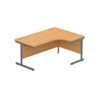 Office Right Hand Corner Desk with Steel Single Upright Cantilever Frame  1600X1200 Norwegian Beech/Graphite