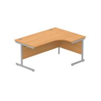 Office Right Hand Corner Desk with Steel Single Upright Cantilever Frame  1600X1200 Norwegian Beech/Silver