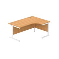 Office Right Hand Corner Desk with Steel Single Upright Cantilever Frame  1600X1200 Norwegian Beech/White
