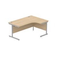 Office Right Hand Corner Desk with Steel Single Upright Cantilever Frame (FSC) 1600X1200 Canadian Oak/Silver