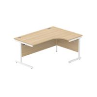 Office Right Hand Corner Desk with Steel Single Upright Cantilever Frame (FSC) 1600X1200 Canadian Oak/White