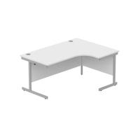 Office Right Hand Corner Desk with Steel Single Upright Cantilever Frame (FSC) 1600X1200 Arctic White/Silver