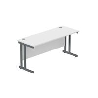 Office Rectangular Desk with Steel Double Upright Cantilever Frame (FSC) 1600X600 Arctic White/Graphite