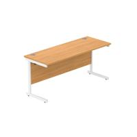 Office Rectangular Desk with Steel Single Upright Cantilever Frame  1600X600 Norwegian Beech/White