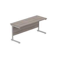 Office Rectangular Desk with Steel Single Upright Cantilever Frame (FSC) 1600X600 Alaskan Grey Oak/Silver