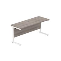 Office Rectangular Desk with Steel Single Upright Cantilever Frame (FSC) 1600X600 Alaskan Grey Oak/White