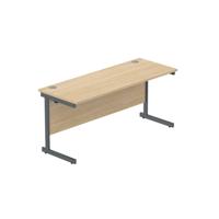 Office Rectangular Desk with Steel Single Upright Cantilever Frame  1600X600 Canadian Oak/Graphite