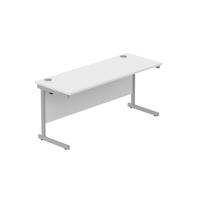 Office Rectangular Desk with Steel Single Upright Cantilever Frame (FSC) 1600X600 Arctic White/Silver