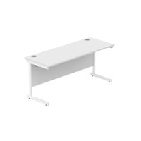 Office Rectangular Desk with Steel Single Upright Cantilever Frame (FSC) 1600X600 Arctic White/White