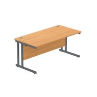 Office Rectangular Desk with Steel Double Upright Cantilever Frame  1600X800 Norwegian Beech/Graphite
