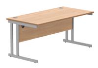 Office Rectangular Desk with Steel Double Upright Cantilever Frame (FSC) 1600X800 Norwegian Beech/Silver