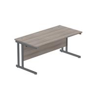 Office Rectangular Desk with Steel Double Upright Cantilever Frame  1600X800 Alaskan Grey Oak/Graphite