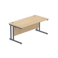 Office Rectangular Desk with Steel Double Upright Cantilever Frame  1600X800 Canadian Oak/Graphite