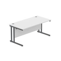 Office Rectangular Desk with Steel Double Upright Cantilever Frame  1600X800 Arctic White/Graphite