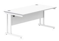 Office Rectangular Desk with Steel Double Upright Cantilever Frame (FSC) 1600X800 Arctic White/White
