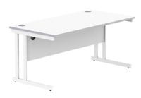 Office Rectangular Desk With Steel Double Upright Cantilever Frame 1600X800 Arctic White/White