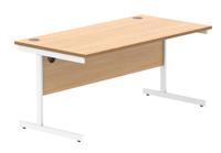 Office Rectangular Desk with Steel Single Upright Cantilever Frame (FSC) 1600X800 Norwegian Beech/White