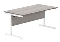 Office Rectangular Desk with Steel Single Upright Cantilever Frame (FSC) 1600X800 Alaskan Grey Oak/White