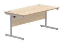 Office Rectangular Desk with Steel Single Upright Cantilever Frame (FSC) 1600X800 Canadian Oak/Silver