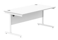 Office Rectangular Desk with Steel Single Upright Cantilever Frame (FSC) 1600X800 Arctic White/White