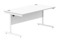 Office Rectangular Desk With Steel Single Upright Cantilever Frame 1600X800 Arctic White/White