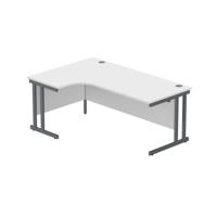 Office Left Hand Corner Desk with Steel Double Upright Cantilever Frame (FSC) 1800X1200 Arctic White/Graphite