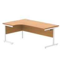 Office Left Hand Corner Desk with Steel Single Upright Cantilever Frame (FSC) 1800X1200 Norwegian Beech/White