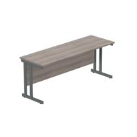 Office Rectangular Desk with Steel Double Upright Cantilever Frame (FSC) 1800X600 Alaskan Grey Oak/Graphite