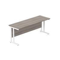 Office Rectangular Desk with Steel Double Upright Cantilever Frame (FSC) 1800X600 Alaskan Grey Oak/White