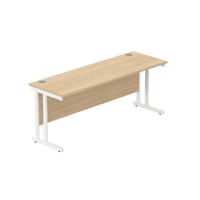 Office Rectangular Desk with Steel Double Upright Cantilever Frame (FSC) 1800X600 Canadian Oak/White