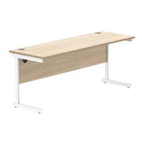 Office Rectangular Desk with Steel Single Upright Cantilever Frame (FSC) 1800X600 Canadian Oak/White