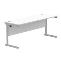 Office Rectangular Desk With Steel Single Upright Cantilever Frame 1800X600 Arctic White/Silver