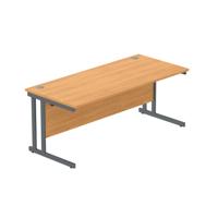Office Rectangular Desk with Steel Double Upright Cantilever Frame  1800X800 Norwegian Beech/Graphite