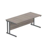 Office Rectangular Desk with Steel Double Upright Cantilever Frame  1800X800 Alaskan Grey Oak/Graphite