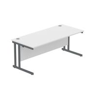 Office Rectangular Desk with Steel Double Upright Cantilever Frame  1800X800 Arctic White/Graphite