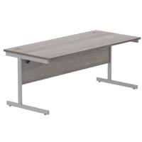 Office Rectangular Desk with Steel Single Upright Cantilever Frame (FSC) 1800X800 Alaskan Grey Oak/Silver
