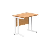 Office Rectangular Desk With Steel Double Upright Cantilever Frame 800X600 Norwegian Beech/White